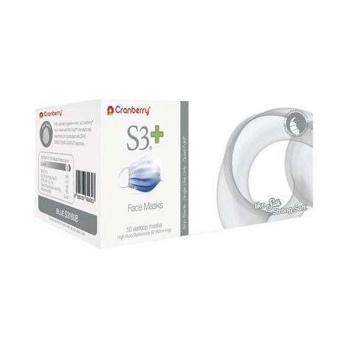 Cranberry S3160B S3+ Plus Earloop Face Masks ASTM Level 3 Blue 50/Box Cranberry S3160B S3+ Plus Earloop Face Masks ASTM Level 3 Blue 50/Box
